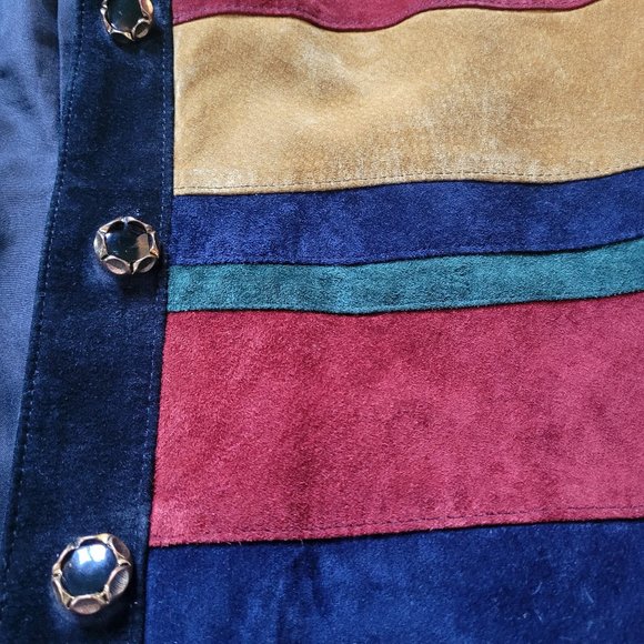 100pc Suede Vintage Jacket Striped - *Vintage Size 14 - Picture 8 of 13
